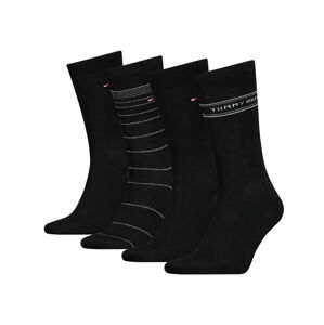 Tommy Hilfiger pánské černé ponožky 4 pack - 39/42 (002)